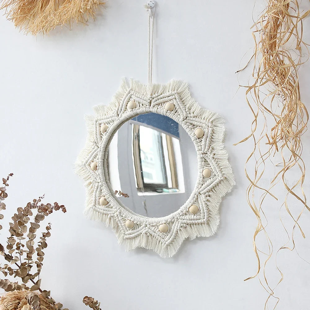 Circular Boho Macrame Wall Mirror