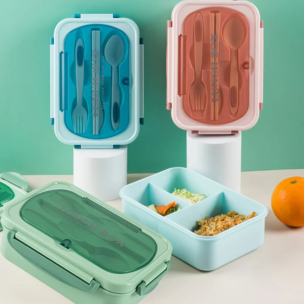 Leak-Proof Square Lunch Box with Utensils – Microwave-Safe Food Container for Office Workers, Students & Kitchen Storage