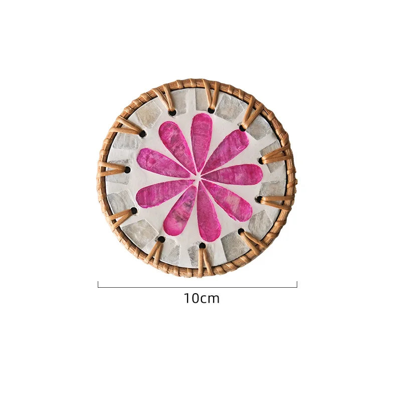 Boho Rattan Shell Coasters