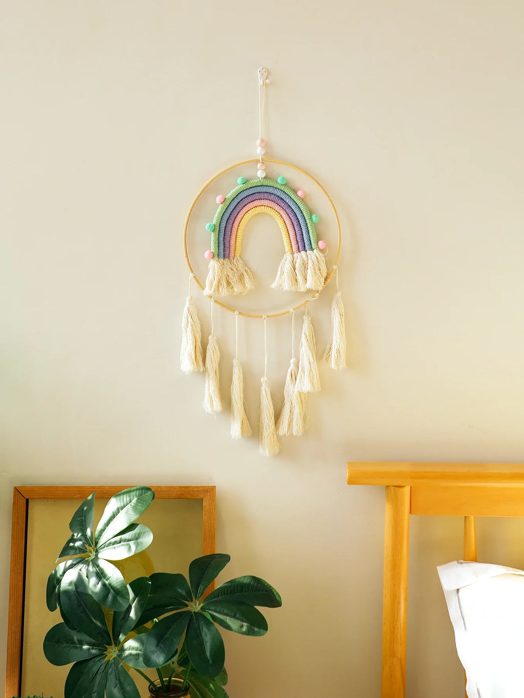 Macrame Rainbow Tapestry – Handmade Boho Wall Hanging for Living Room, Bedroom & Nursery