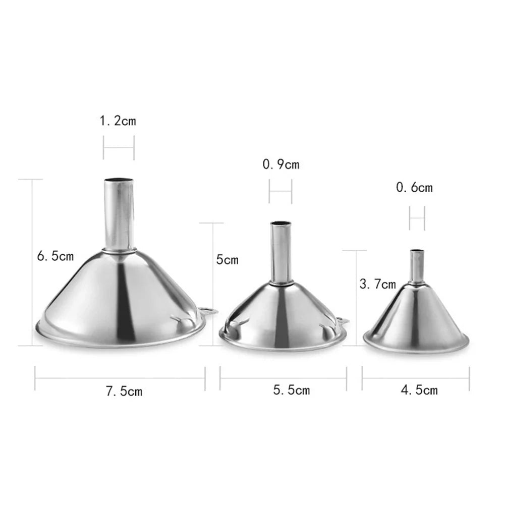 3 Piece Stainless Steel Funnels Set Kitchen Funnel Set Mini Funnel Set for Transferring Liquid Dry Ingredients Powder