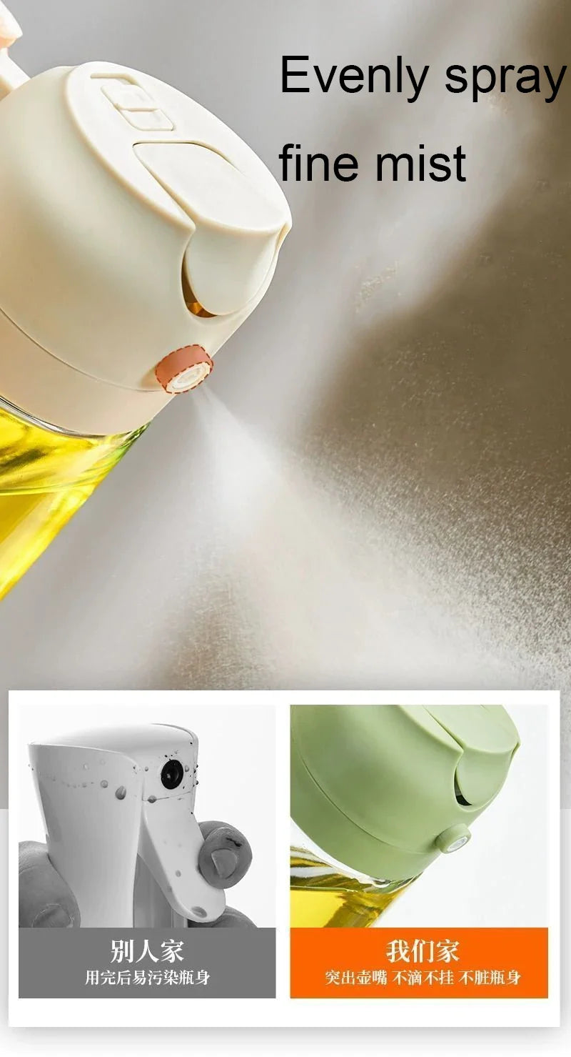 2-in-1 500ml Oil Spray Bottle Dispenser, Refillable Plastic Oil Sprayer for Cooking, BBQ, Baking, Roasting, Kitchen Use