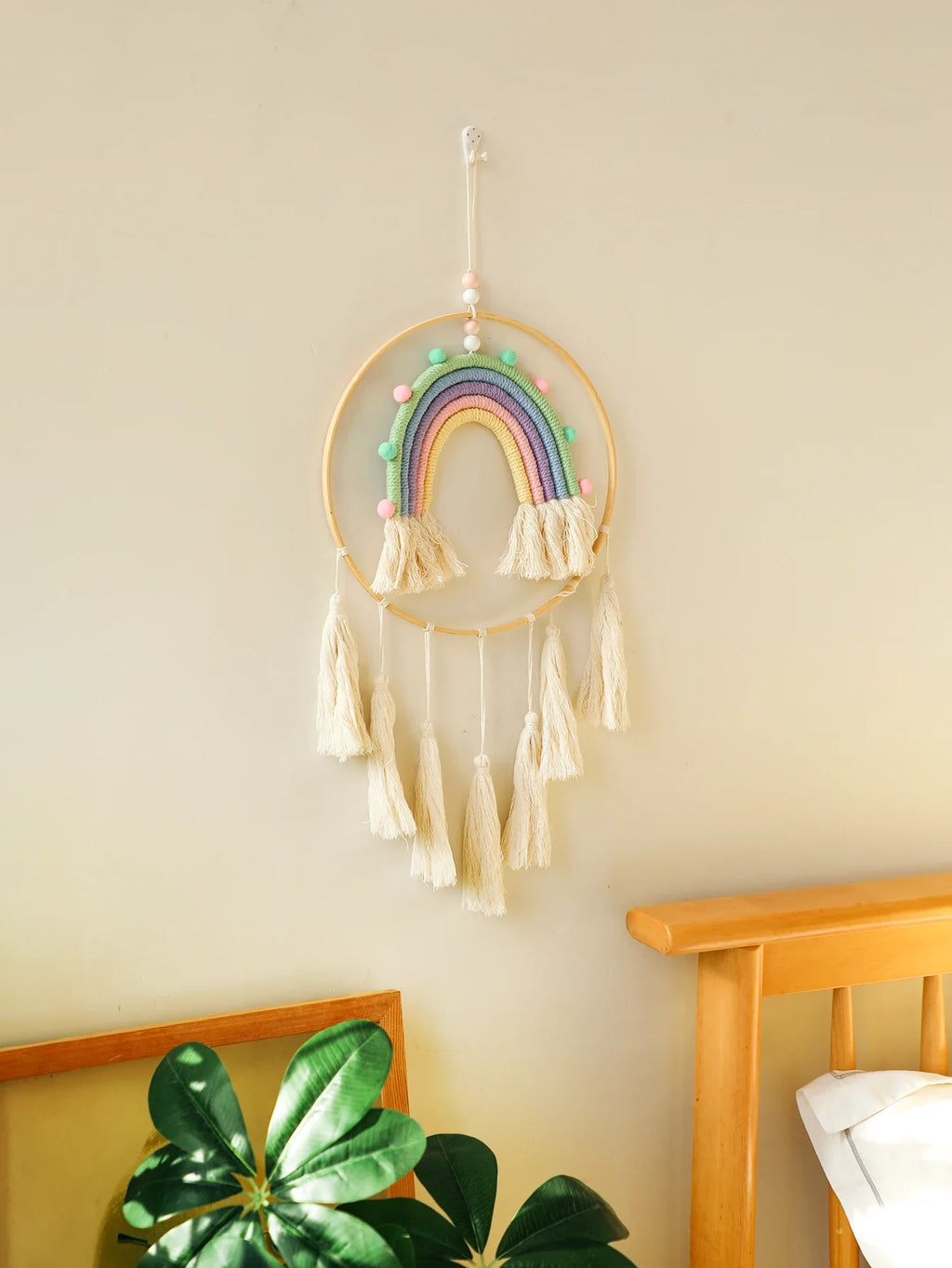Macrame Rainbow Tapestry – Handmade Boho Wall Hanging for Living Room, Bedroom & Nursery