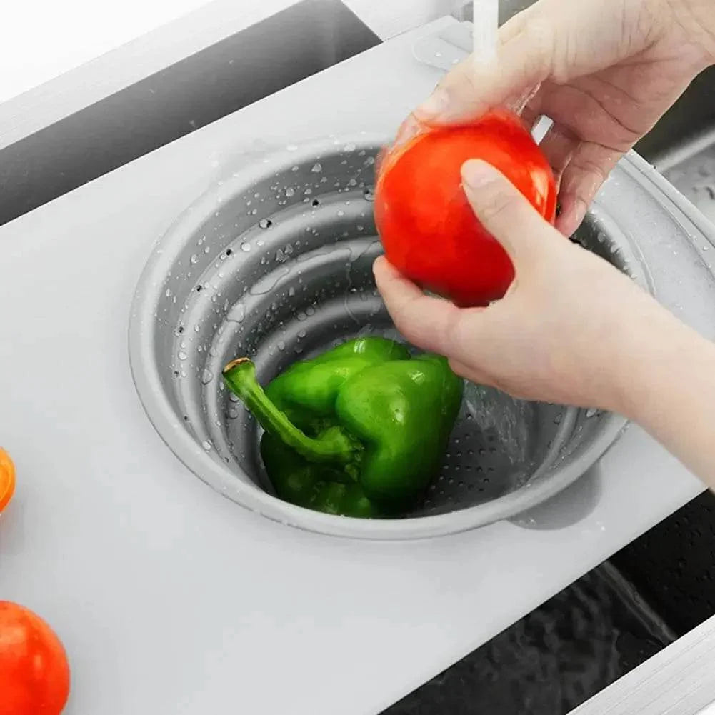 Foldable 3-in-1 Cutting Board with Drain Basket