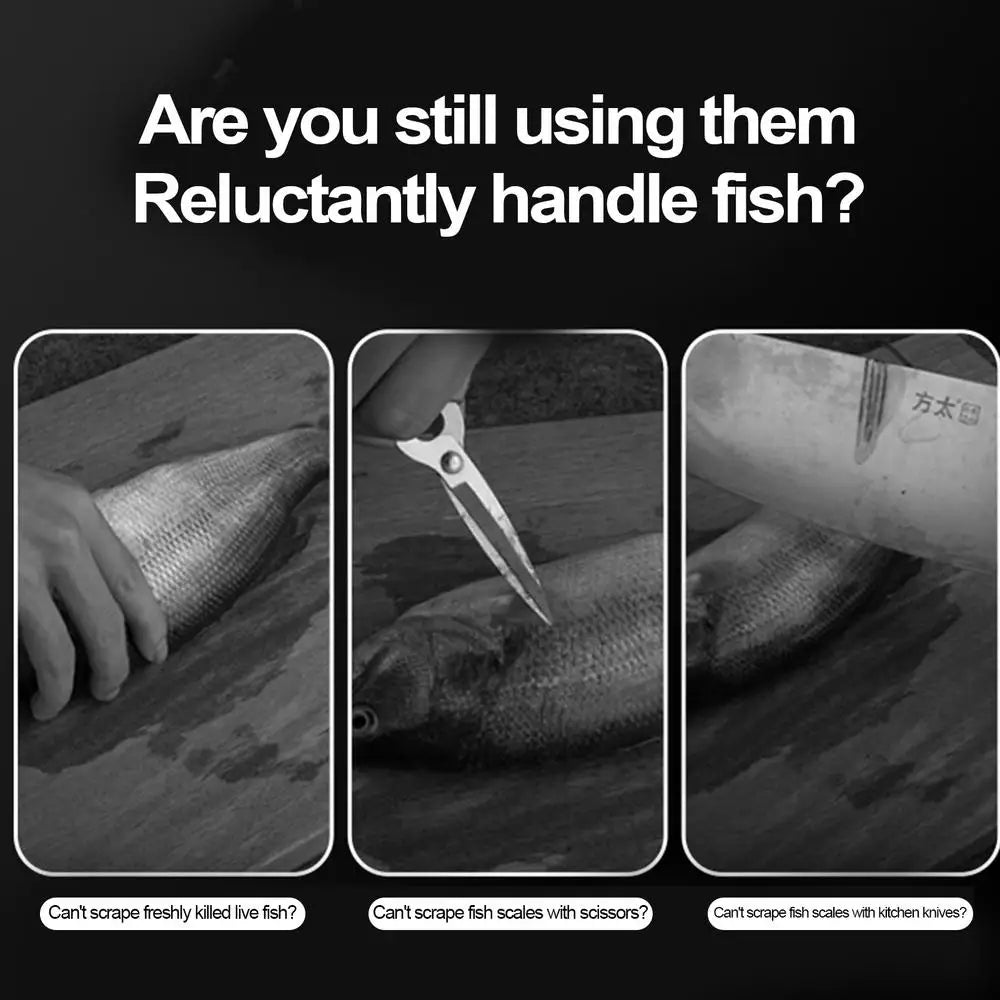 Fish Scale Remover & Shrimp Deveiner Tool – Stainless Steel Scaler Knife, Skin Brush & Kitchen Tweezers for Seafood Cleaning