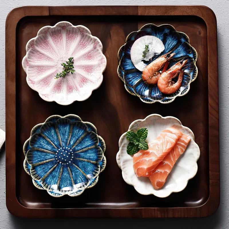 Ceramic Flower Sauce Dish – Mini Porcelain Dipping Bowl for Soy Sauce, Nuts & Charcuterie