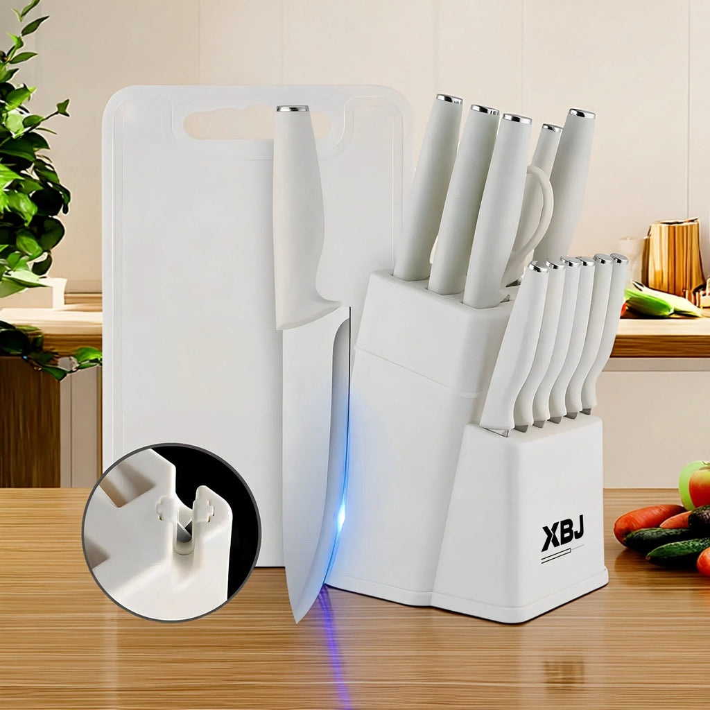 15-Piece Stainless Steel Kitchen Knife Set with Space-Saving Knife Holder