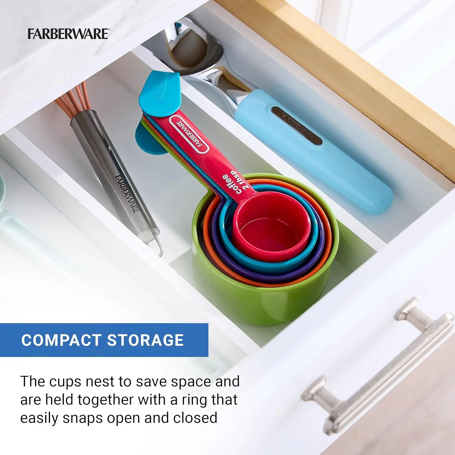 Professional 5-Piece Measuring Cup Set with Coffee Scoop Durable Plastic Kitchen Measuring Cups with Easy-Read Markings