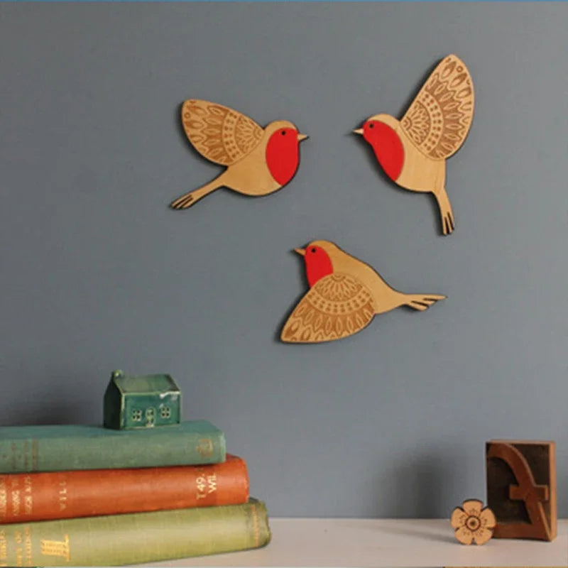 3-Piece Wooden Bird Wall Decor Set – Patterned Boho Home Decor for Indoors & Outdoors