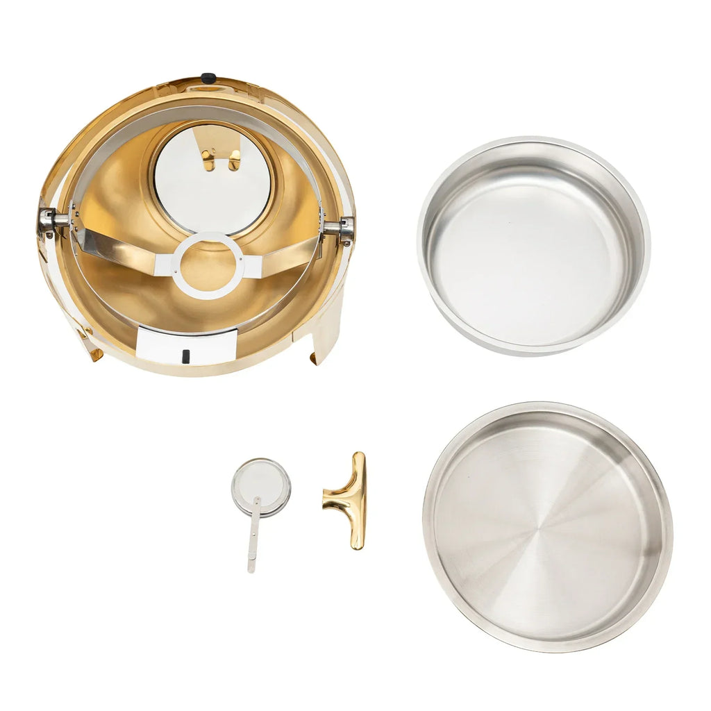 BYMAOCAR Round Chafing Dish Buffet Set 6.3 QT, Roll Top Stainless Steel Buffet Warmer Chafers with Food and Water Trays