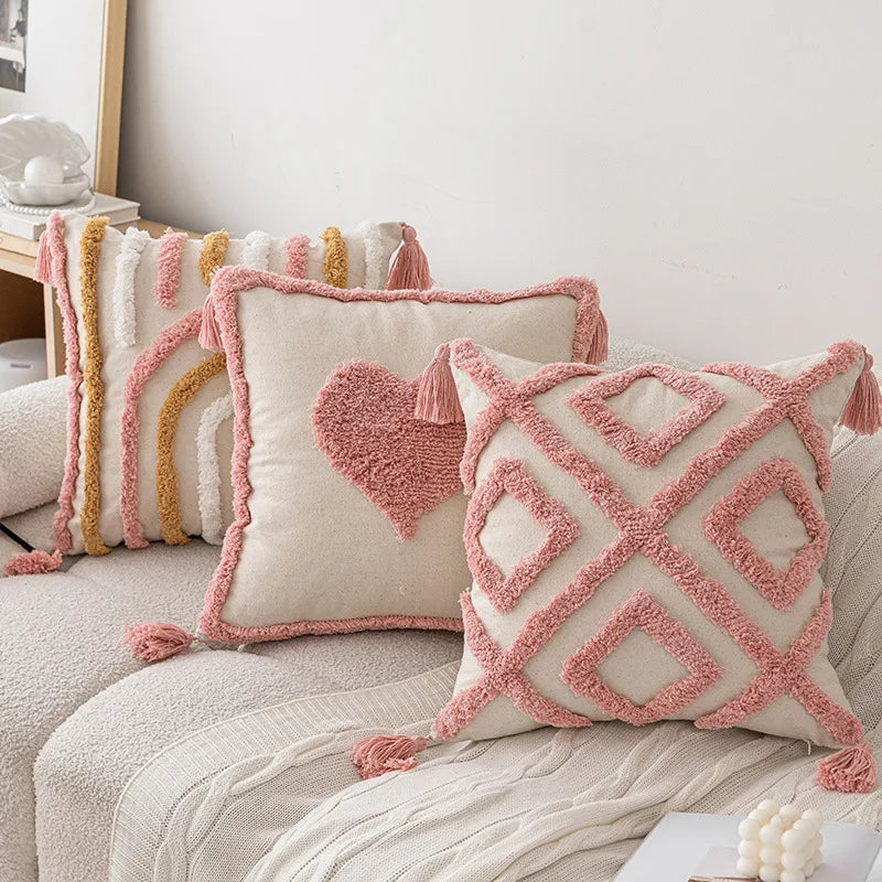 Pink Plush Tufted Pillowcase