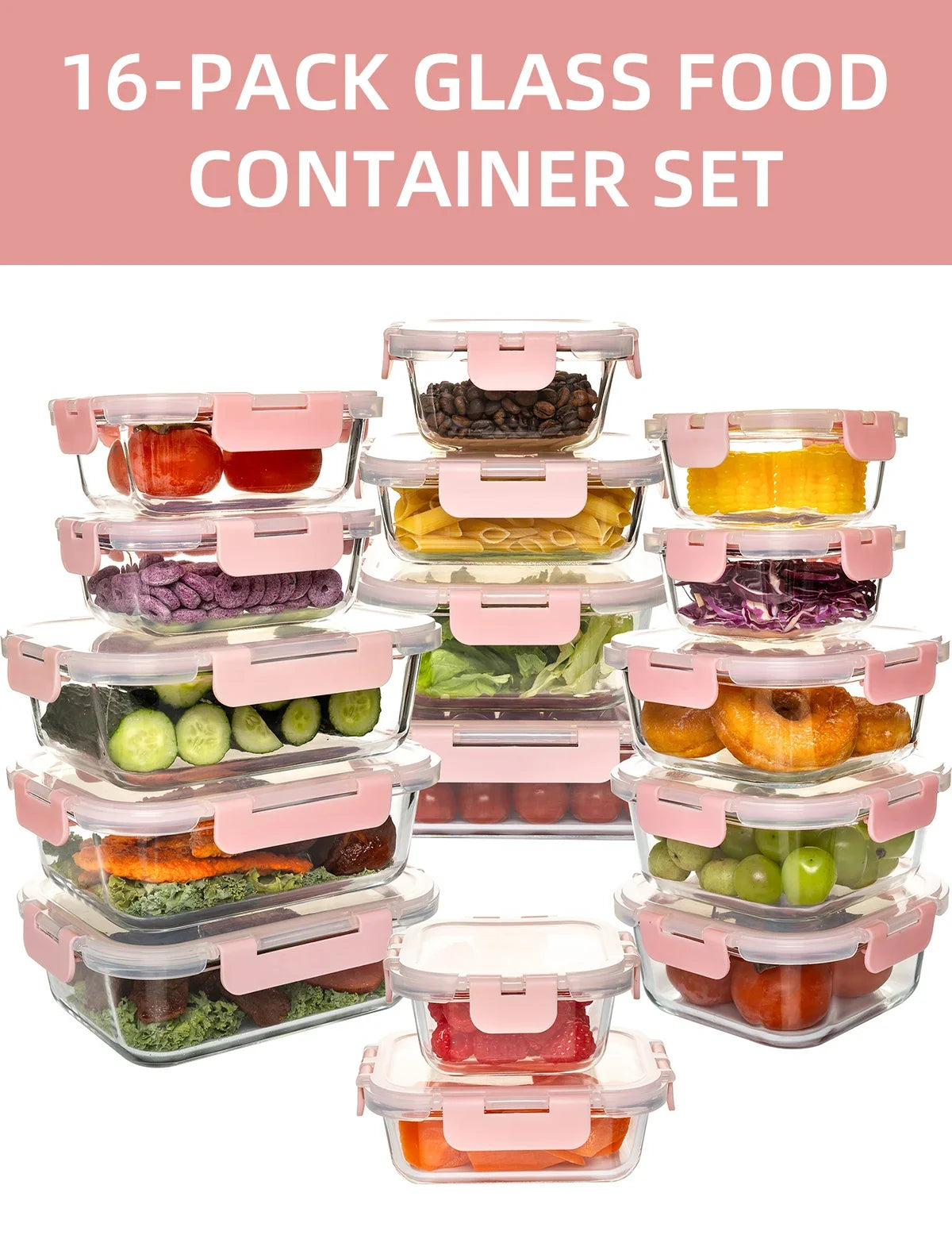 16-Piece Glass Food Storage Containers – Airtight, Leakproof, Oven & Microwave Safe