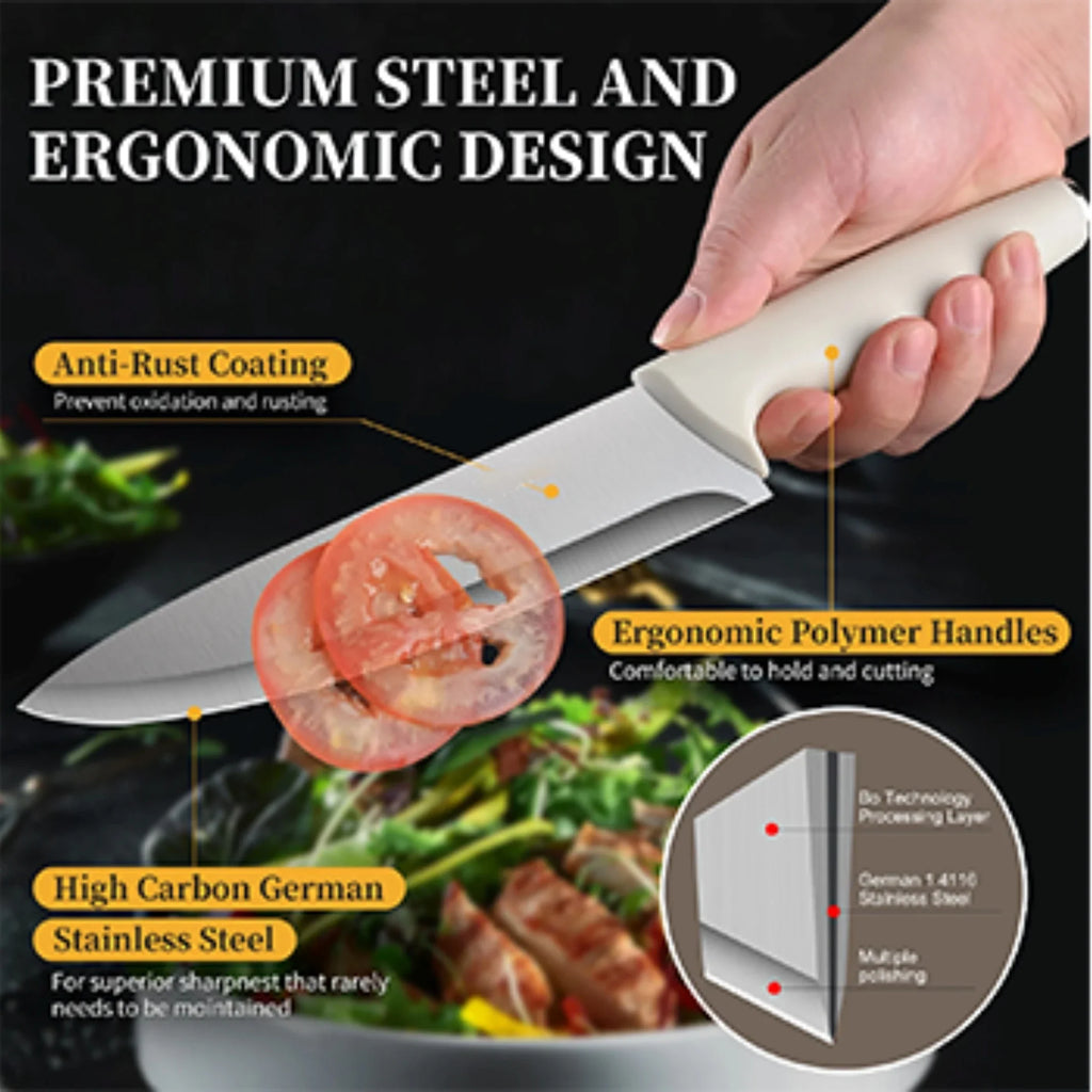 15-Piece Stainless Steel Kitchen Knife Set with Space-Saving Knife Holder