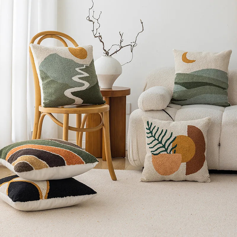 Abstract Tufted Landscape & Nature-Inspired Pillow Covers