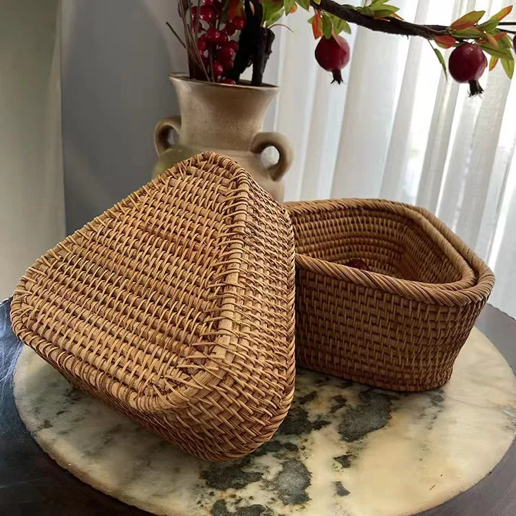 Handwoven Rectangular Rattan Wicker Basket