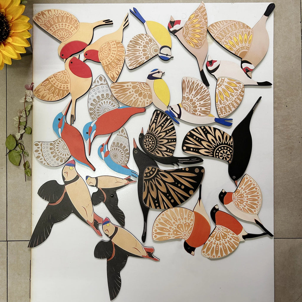 3-Piece Wooden Bird Wall Decor Set – Patterned Boho Home Decor for Indoors & Outdoors