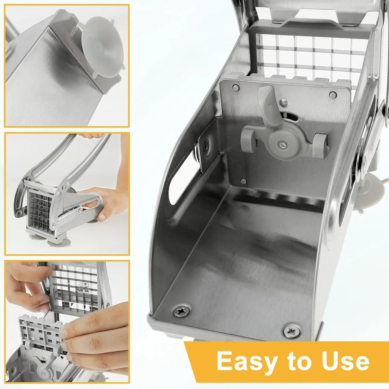 Stainless Steel French Fries Cutter – Quick-Cut Potato Slicer with 36/46-Hole Blade, Manual Kitchen Tool for Uniform Fries & Vegetables