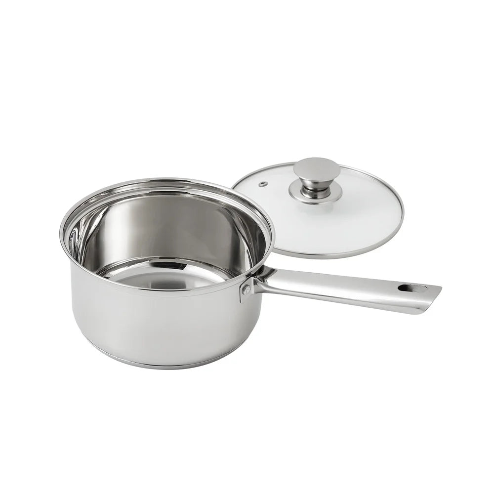 Stainless Steel 10Pc Cookware Set Induction Compatible Durable Cookware with Glass Lids Serving Utensils Family Meals