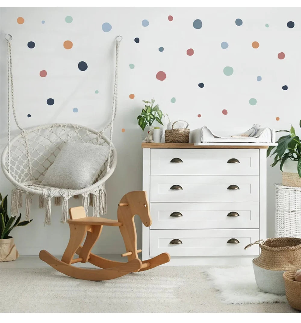 Boho Polka Dot Wall Stickers – Colorful Removable Nursery Decals