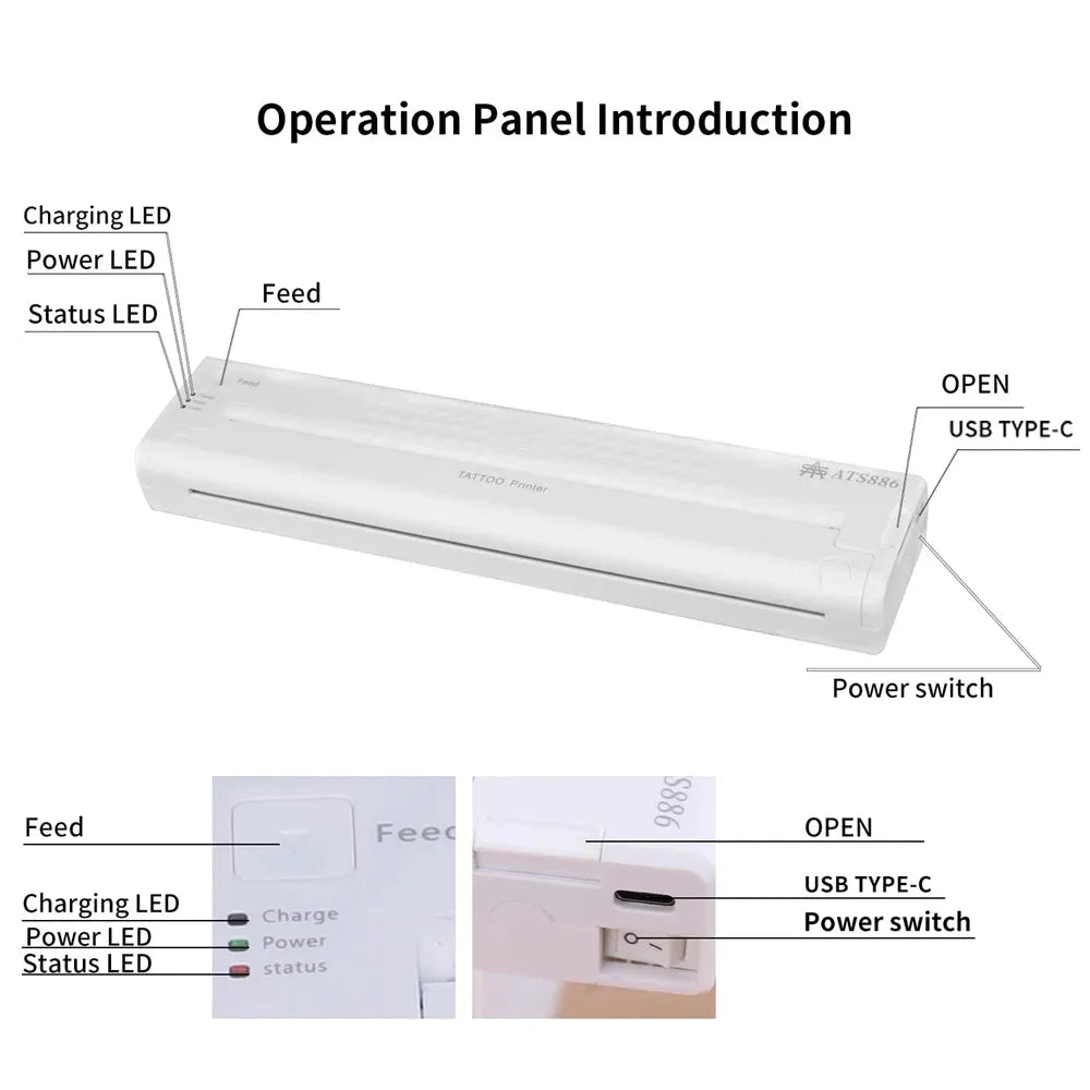 Wireless Tattoo Stencil Printer and Papers