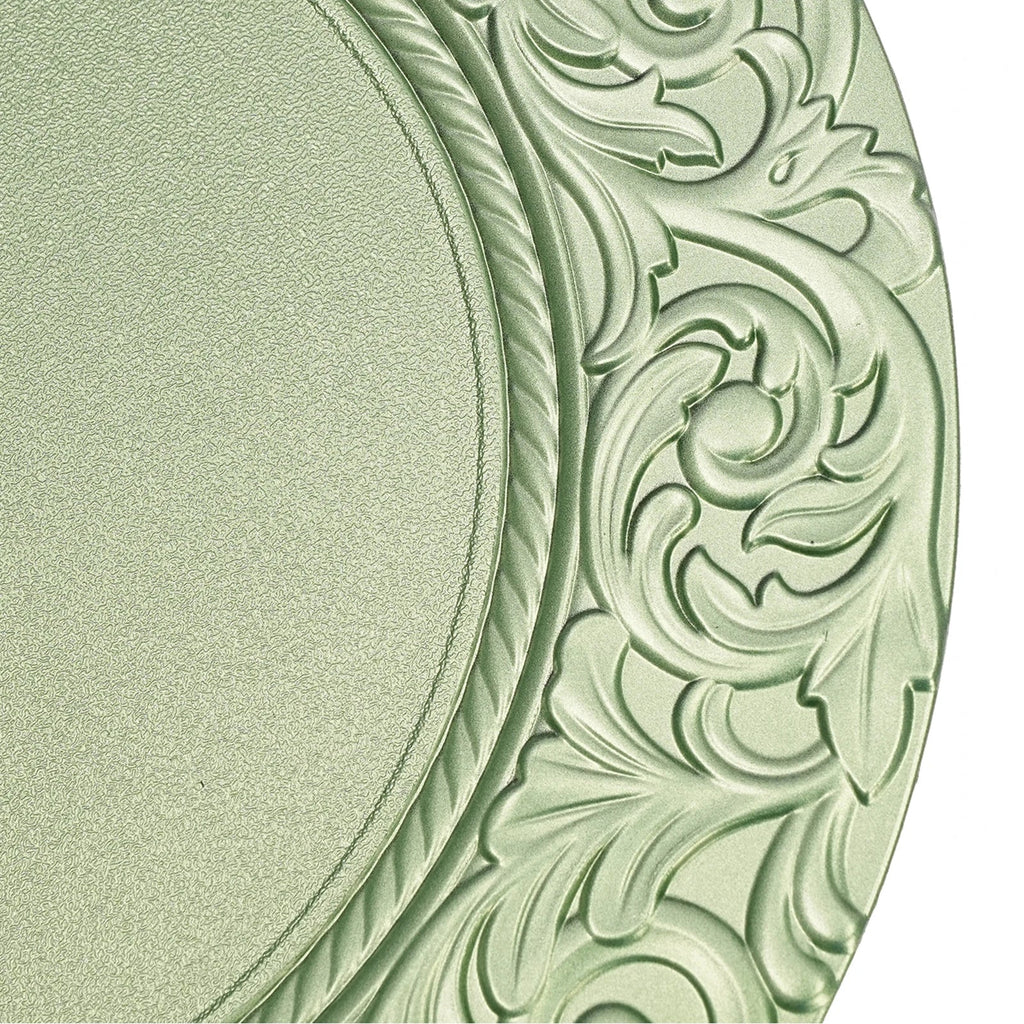 100PCS Charger Plates Set 13 inch Round Charger Plates Kitchen Dish Charger for Wedding Party Decoration Silver/Green