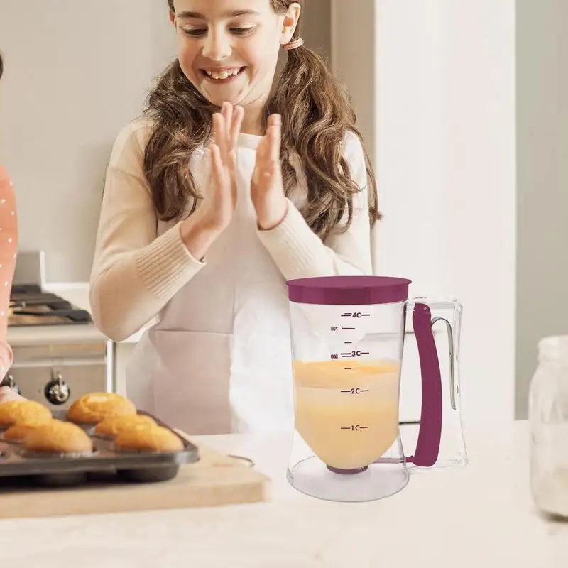Hand-Held Batter Dispenser – Pancake, Cupcake & Waffle Batter Separator | Mess-Free Baking Tool for Muffins, Crepes & Baking Supplies