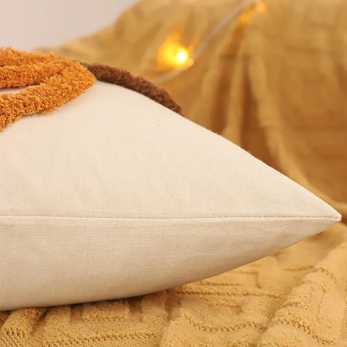 Tufted Autumn Pumpkin Pillow Cover