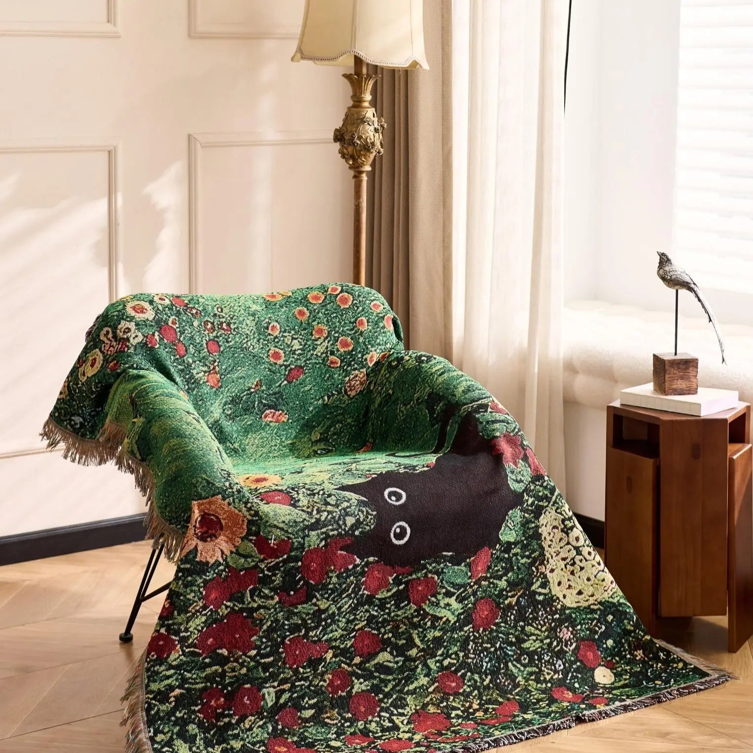 Cat Woven Throw Blanket – Jacquard Tapestry Sofa Cover for Cozy Home & Picnic Use