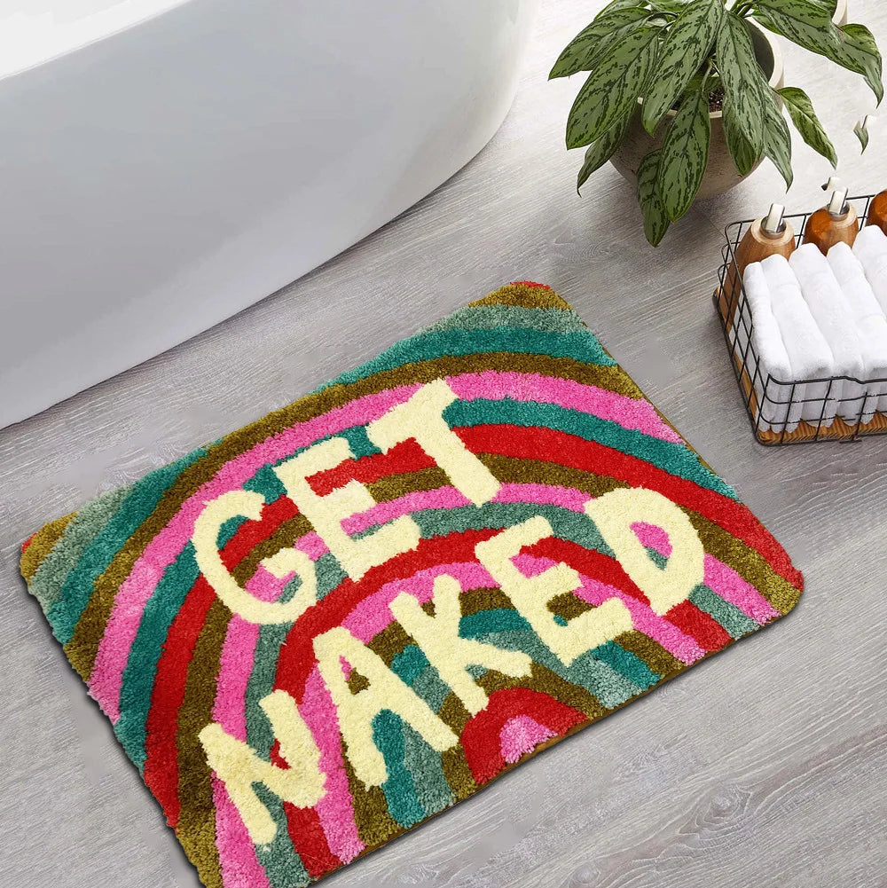 GET NAKED Tufted Bath Mat – Colorful Microfiber Rug for Boho Bathroom Vibes