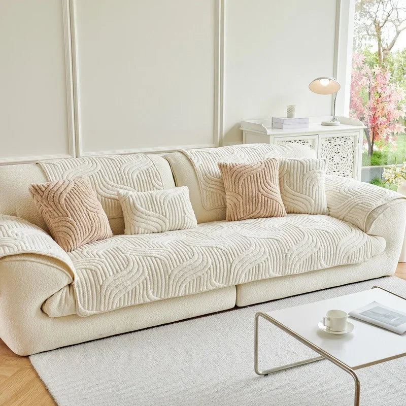 Plush Wave Striped Couch Slipcovers