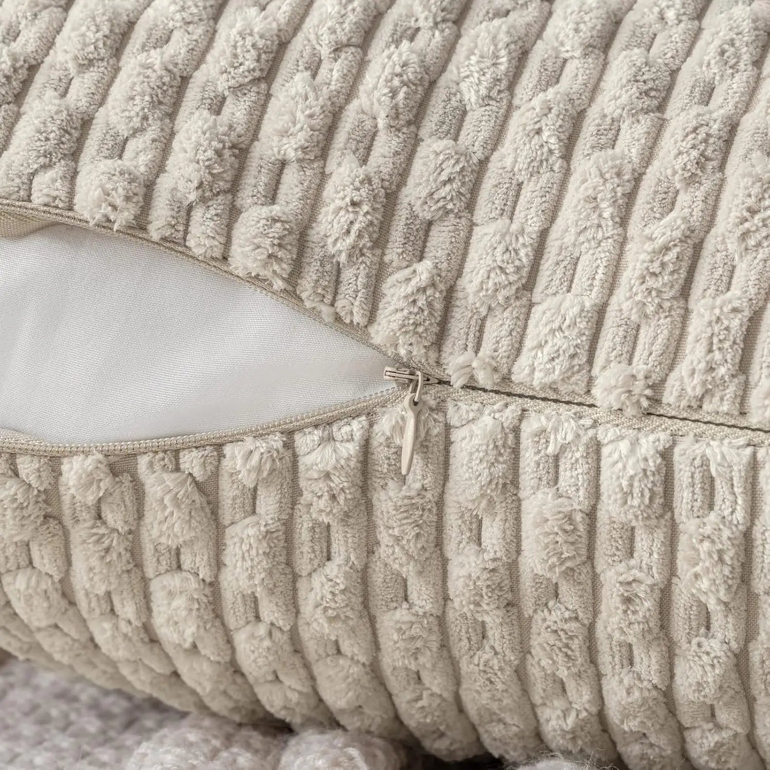 Soft Striped Throw Pillow Cover for Fall