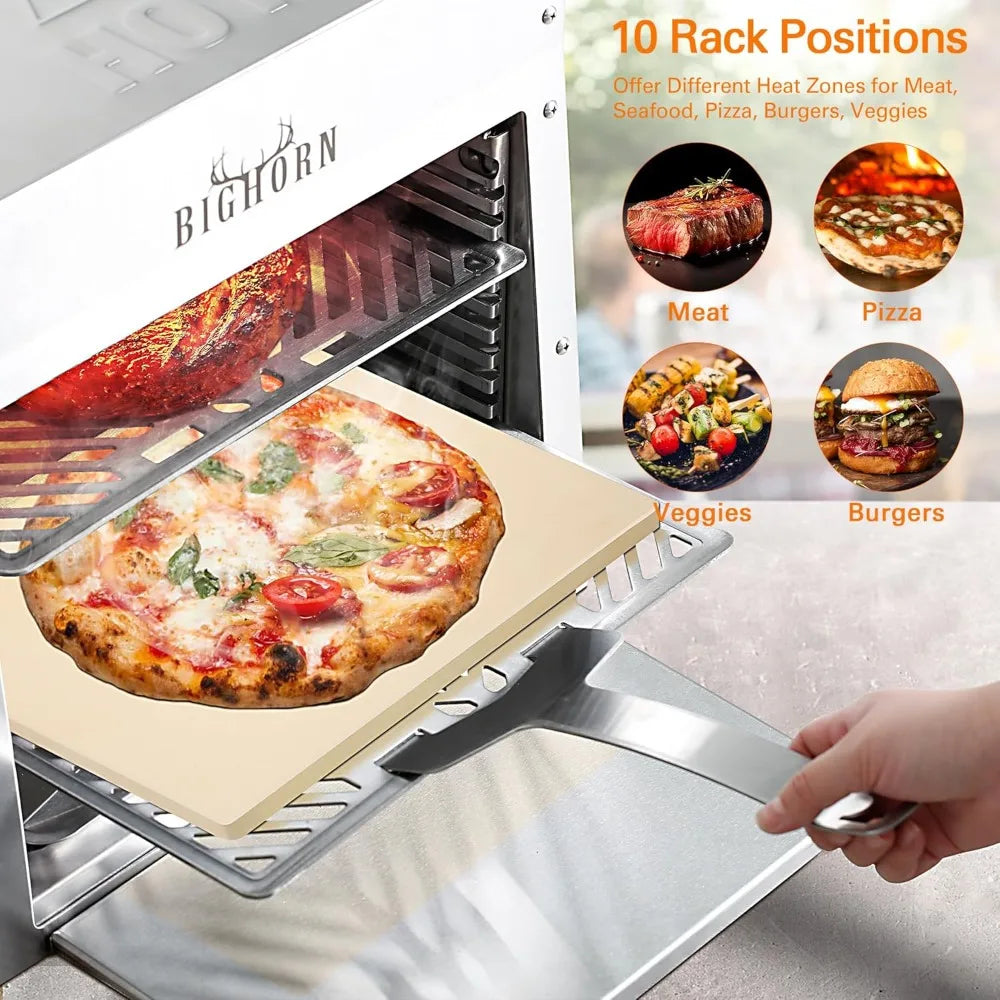 1500°F Small Infrared Propane Gas Grill – Portable Steak Broiler & Sear Station with Pizza Stone