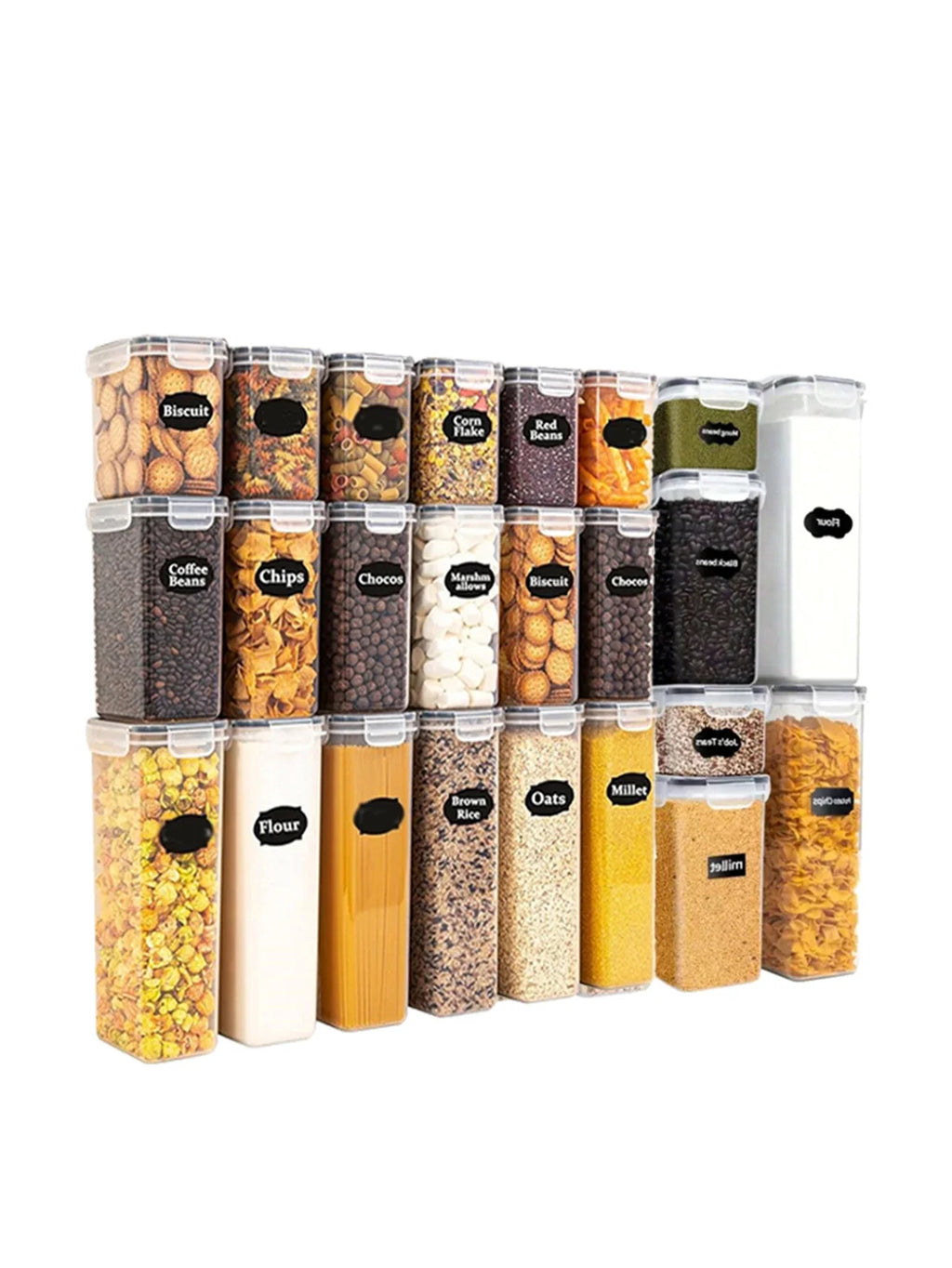 12pcs，Airtight food storage containers with LIDS and labels,plastic kitchen storage containers, dry cargo jars for flour, sugar