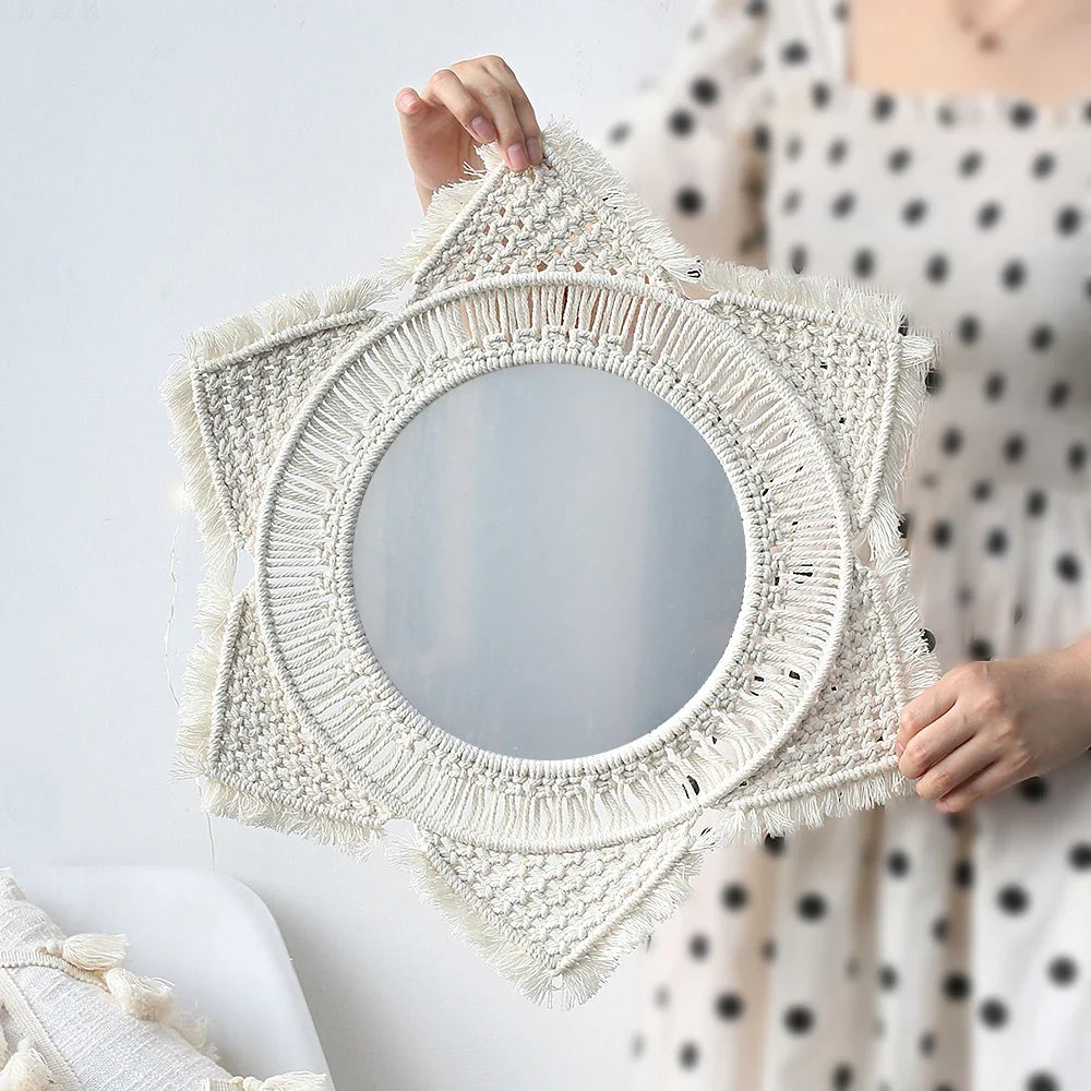 Circular Boho Macrame Wall Mirror