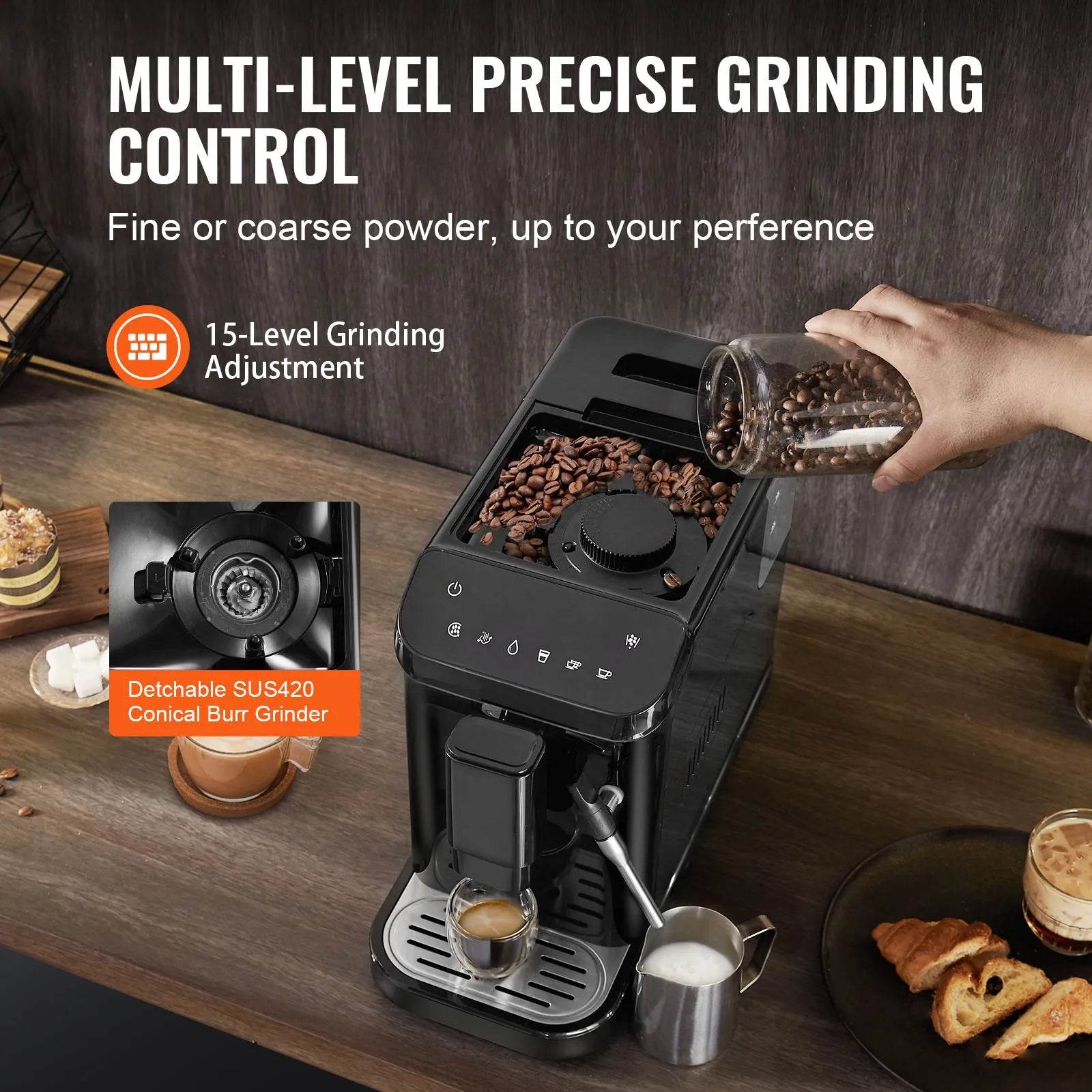 Automatic Espresso Machine with Grinder & Frother