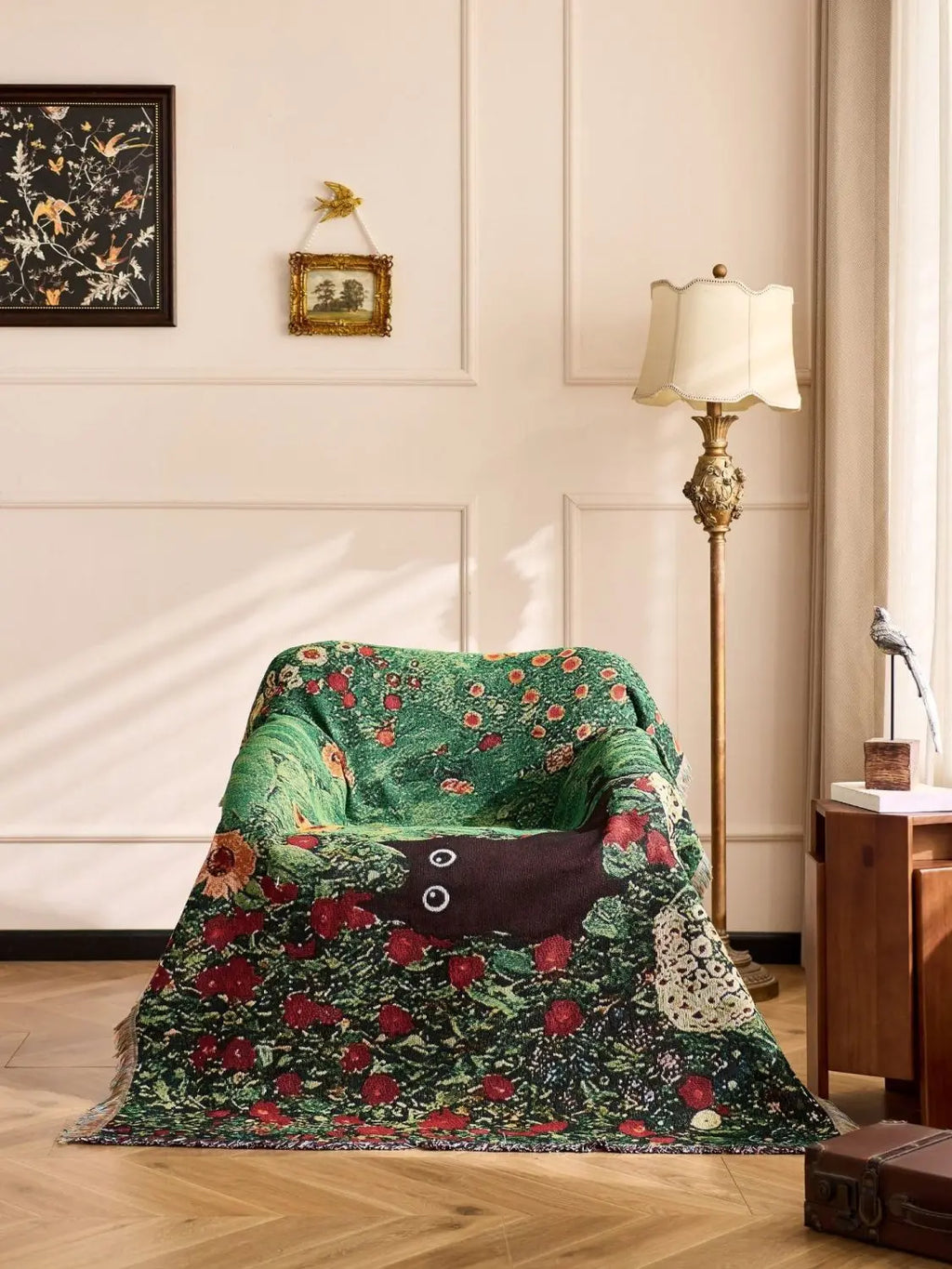 Cat Woven Throw Blanket – Jacquard Tapestry Sofa Cover for Cozy Home & Picnic Use