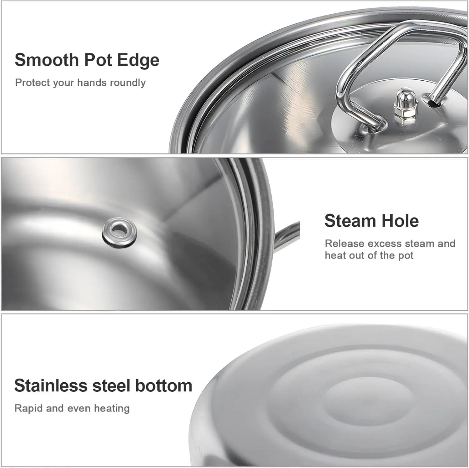 15-Piece Stainless Steel Cookware Set: Non-Stick Pan Set, Skillet, Stew Pot, Wok Multifunctional, Stylish, Outdoor Cookware Set