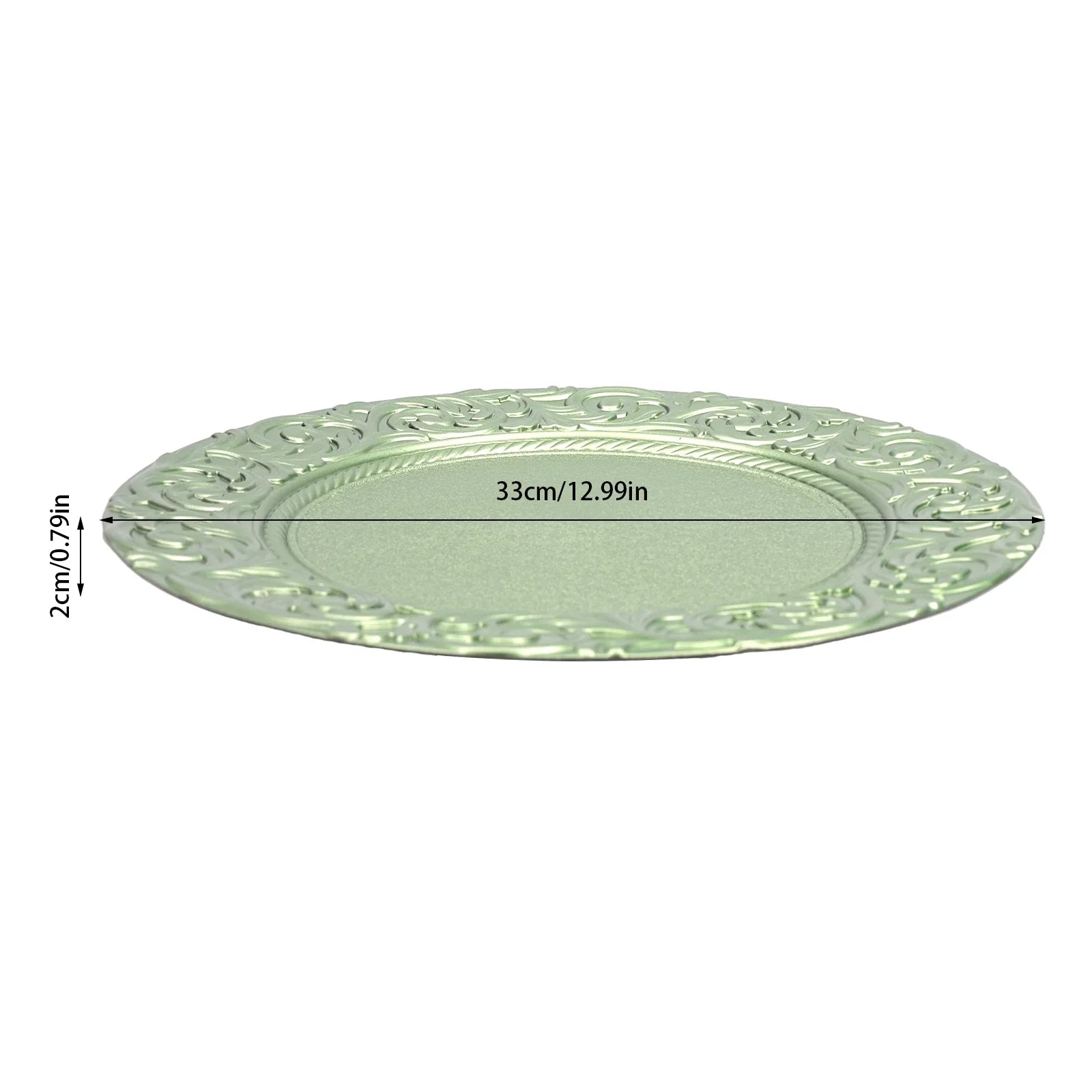 100PCS Charger Plates Set 13 inch Round Charger Plates Kitchen Dish Charger for Wedding Party Decoration Silver/Green