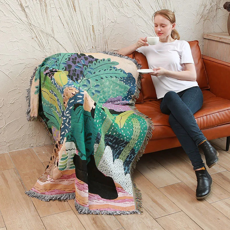 Abstract Woven Nature Throw Blanket