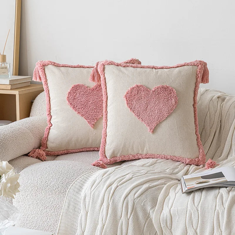 Pink Plush Tufted Pillowcase
