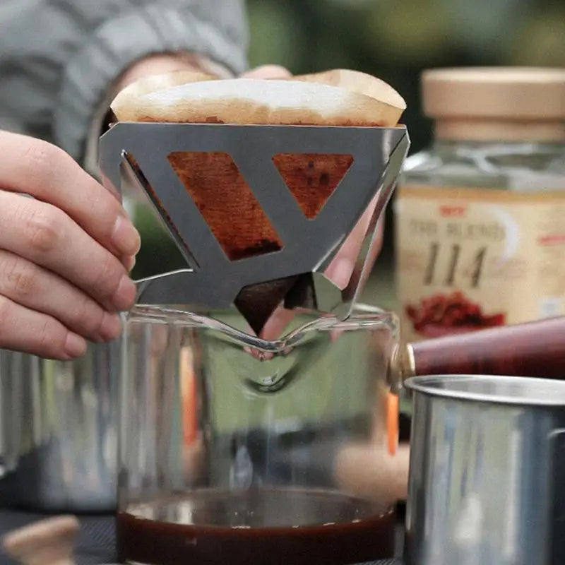 Portable Foldable Stainless Steel Coffee Filter – Reusable Paperless Pour-Over Dripper, Easy-Clean Coffee Funnel & Travel Holder