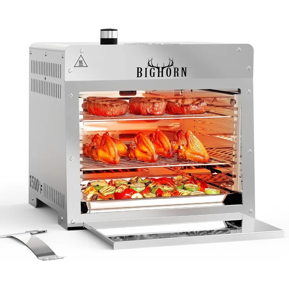 1500°F Small Infrared Propane Gas Grill – Portable Steak Broiler & Sear Station with Pizza Stone