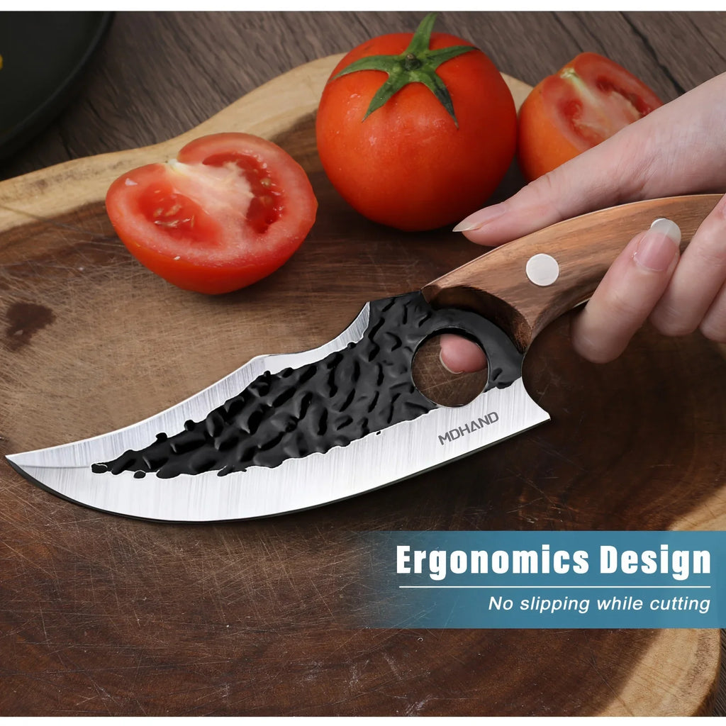 KEPEAK Multifunctional Viking Knife With Sheath Hand Forged Boning Knife With Gift Box Japanese Cooking Meat Cleaver Chef Knife