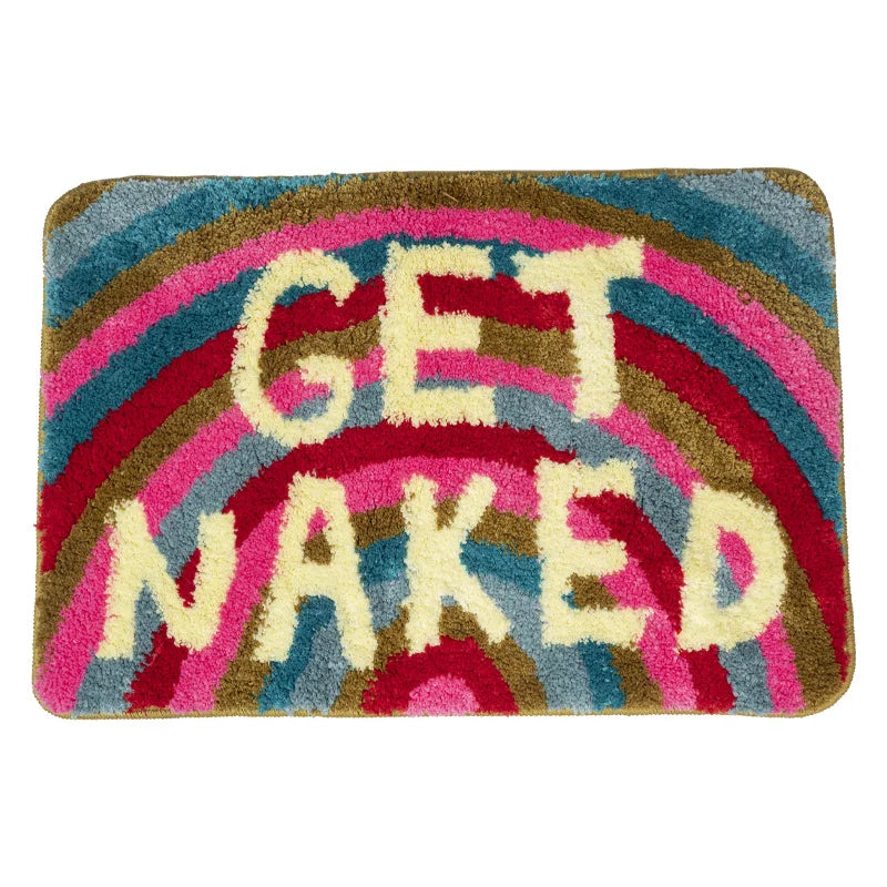 GET NAKED Tufted Bath Mat – Colorful Microfiber Rug for Boho Bathroom Vibes