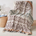 Knit Stripe Tassel Throw Blanket
