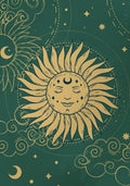 Celestial Green & Gold Sun + Moon Canvas Wall Art