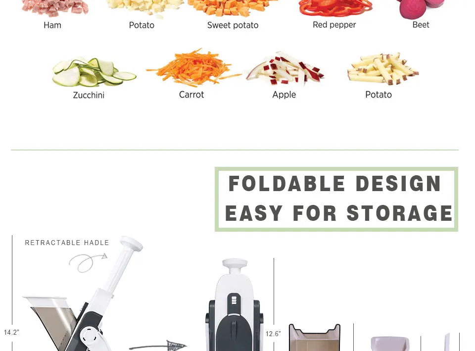 Manual Slicer Multifunction Adjustable Mandoline – Vegetable, Fruit, Potato Chopper Cutter