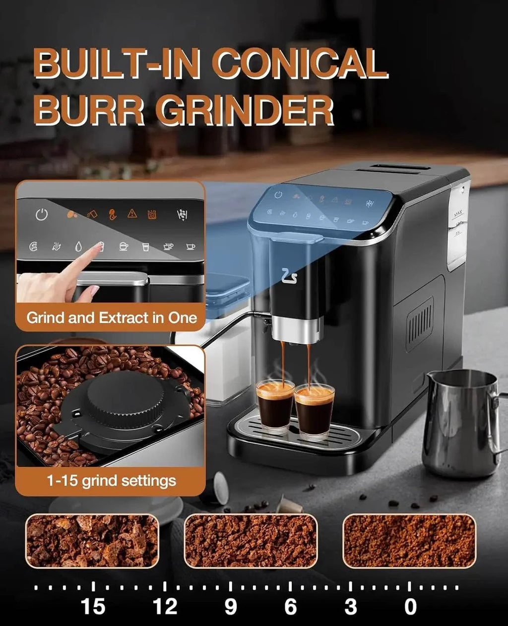 Fully Automatic Espresso Machine – 20-Bar Coffee Maker