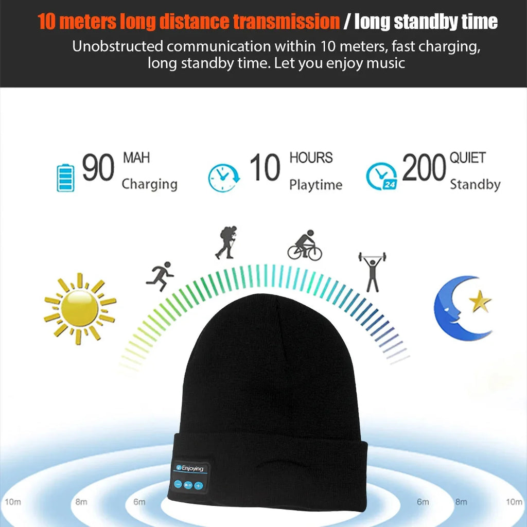 🎶 Wireless Bluetooth Music Hat – Winter Knitted Beanie with Headphones