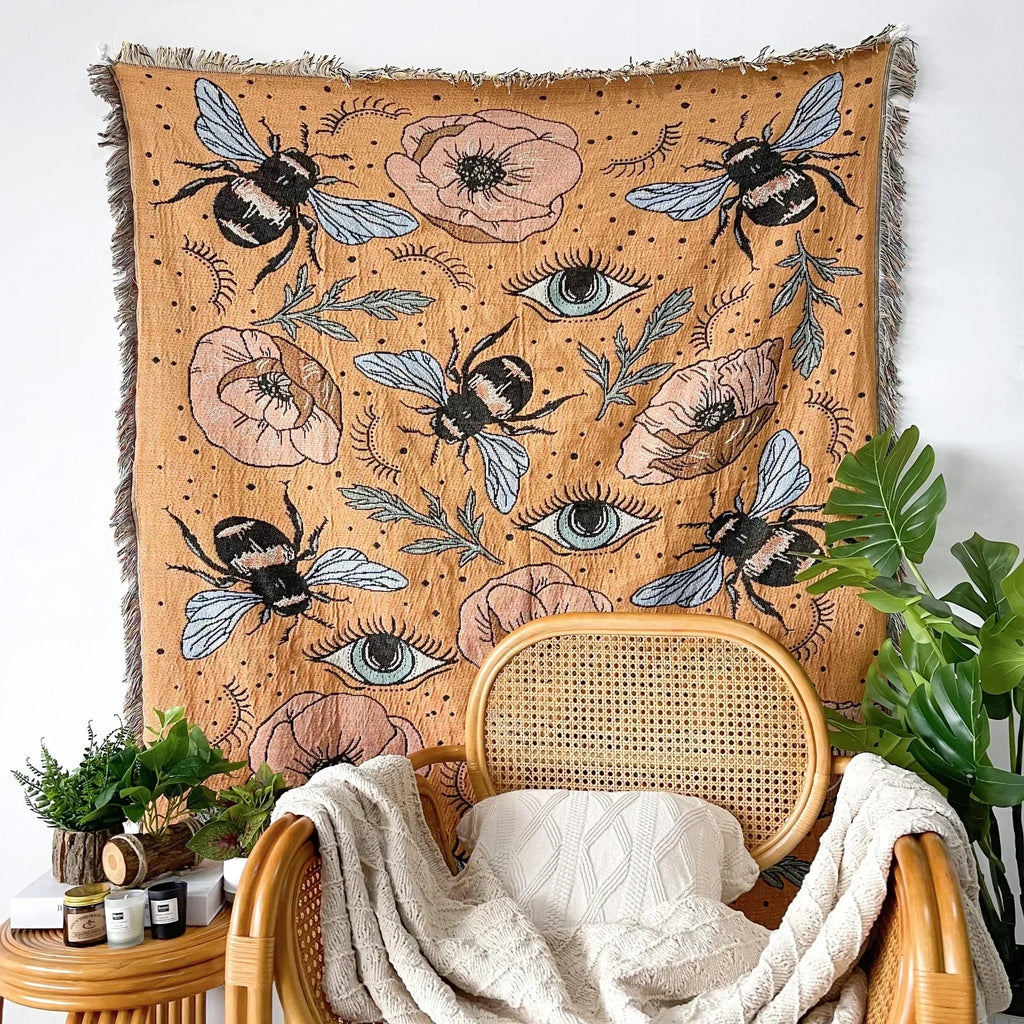 Boho Celestial & Nature-Inspired Woven Throw Blanket